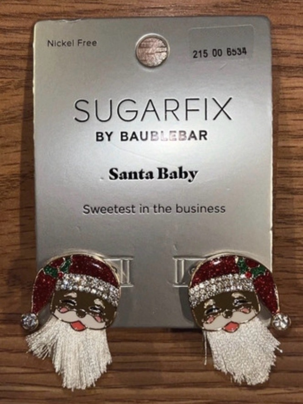 BAUBLEBAR Christmas Bearded Black/African-American Santa Claus Earrings NEW NWT